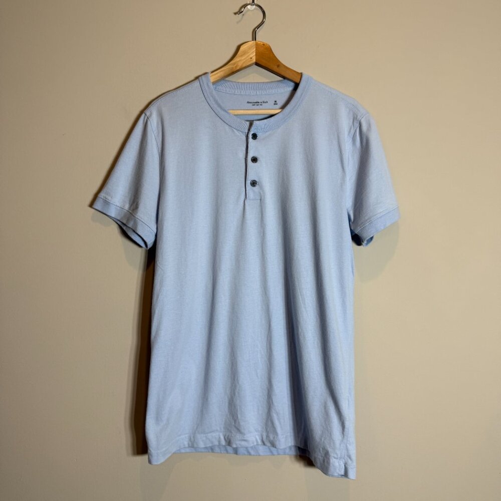 Abercrombie & Fitch Henley Soft A&F Tee T-Shirt Men's Medium Blue Short Sleeve - Picture 2 of 11